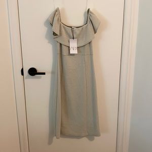 White with green dots dress